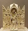 Oratório portátil, França. Marfim, fim do século XIV