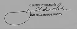 Assinatura de José Eduardo dos Santos