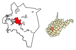 Localização no condado de Kanawha