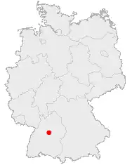 Mapa da Alemanha, posição de Estugarda Stuttgart acentuada