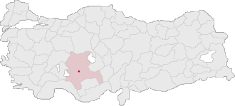 Localização da cidade e província de Cônia na Turquia