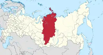 Localização do Krai de Krasnoiarsk na Rússia.