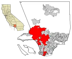 Localização no condado de Los Angeles
