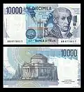 10.000 liras - frente e verso