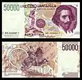 50.000 liras - frente e verso