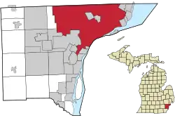 Localização no condado de Wayne