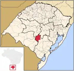 Localização de Caçapava do Sul no Rio Grande do Sul