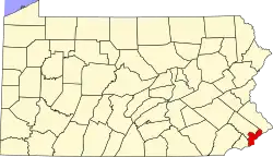 Localização no condado de Filadélfia