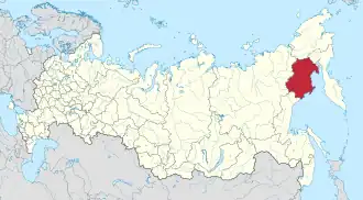 Localização do Oblast de Magadan na Rússia.