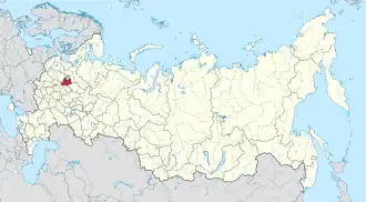 Localização do Oblast de Iaroslavl na Rússia.