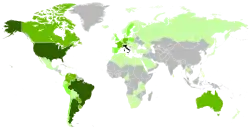 Mapa da diáspora italiana no mundo