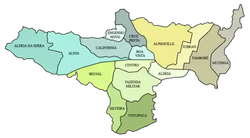 Mapa dos bairros de Barueri