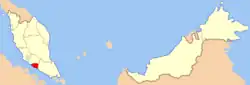 Localização de Malaca na Malásia