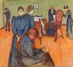 Death in the Sickroom. c. 1895. 59&nbsp;×&nbsp;66 in. Nasjonalgalleriet, Oslo