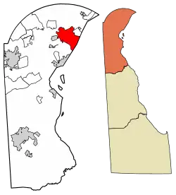Localização no condado de New Castle