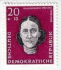 Selo postal da República Democrática Alemã com a efígie de Olga Benário Prestes (1959).