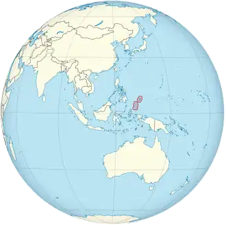 Localização de Palau (em verde) na Oceania.