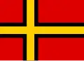 Bandeira proposta por conservadores com um estilo escandinavo, como bandeira da Alemanha Ocidental em 1948. Nunca chegou a ser implementada.