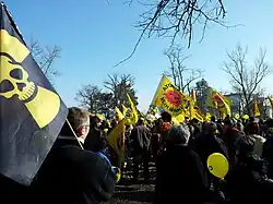 Protesto contra a central nuclear francesa de Fessenheim um ano após o acidente em Fukushima