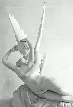 Psiquê Revivida pelo Beijo de Cupido; por Antonio Canova; c. 1787–1793; mármore; altura: 1.55&nbsp;m, width: 1.69&nbsp;m, profundidade: 1.01&nbsp;m; Louvre
