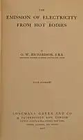 Página de rosto de The emission of electricity from hot bodies (1916)