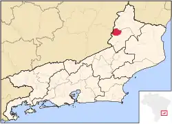 Localização de Miracema no Rio de Janeiro