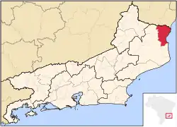 Localização de São Francisco de Itabapoana no Rio de Janeiro