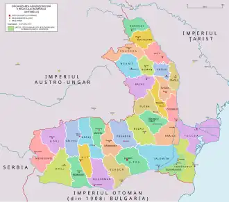 Administrative map of Romania in 1881–1913