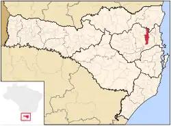 Localização de Blumenau em Santa Catarina