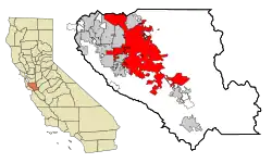 Localização no condado de Santa Clara