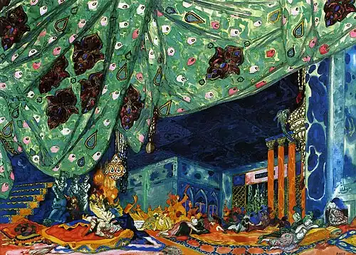 Cenário de Sheherazade (1910) por Leon Bakst