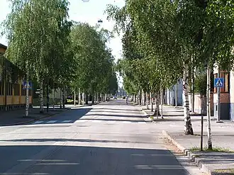 A rua Storgatan em Umeå, na Suécia