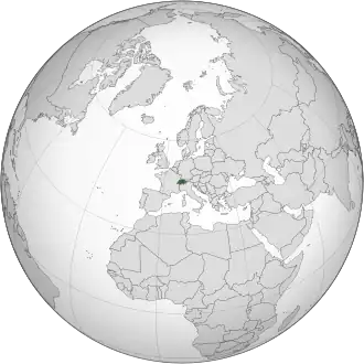 Localização da Suíça (em verde)