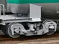 Moderno bogie de carga para trens de alta velocidade em uso no Japão.