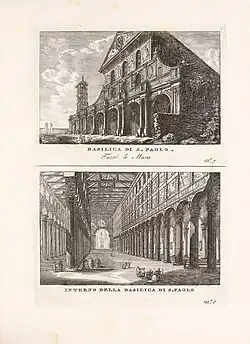 Gravura da basílica original antes do incêndio de 1823.