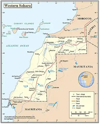 Mapa do Saara Ocidental da Nações Unidas