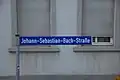 Placa indicativa da rua Johann Sebastian Bach em Wittenberg
