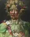 Giuseppe Arcimboldo: Rodolfo II pintado como Vertumno, deus romano das estações, c.1590-1. Castelo Skokloster