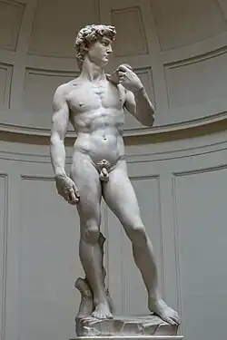 Escultura de "David" por Michelangelo, Galeria da Academia de Belas Artes de Florença, Italia