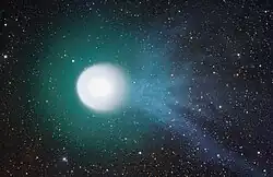 Comet 17P/Holmes and its blue ionized tail