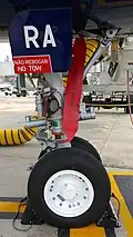 Trem de pouso dianteiro de um Airbus A320neo