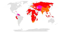 Um mapa de atuais e ex-usuários da AK-47.