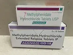 Formulações de liberação imediata e prolongada "AddWize" da Índia, custando US$1,9 por tira de liberação imediata e US$2,9 por tira de liberação prolongada