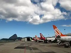 O Pão de Açúcar visto do pátio de aeronaves