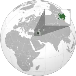 Localização do Azerbaijão (em verde)