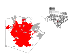 Localização no condado de Bexar