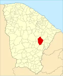 Localização de Jaguaretama no Ceará