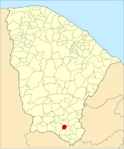 Localização de Juazeiro do Norte no Ceará
