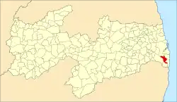 Localização de Alhandra na Paraíba