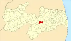 Localização de Gurjão na Paraíba